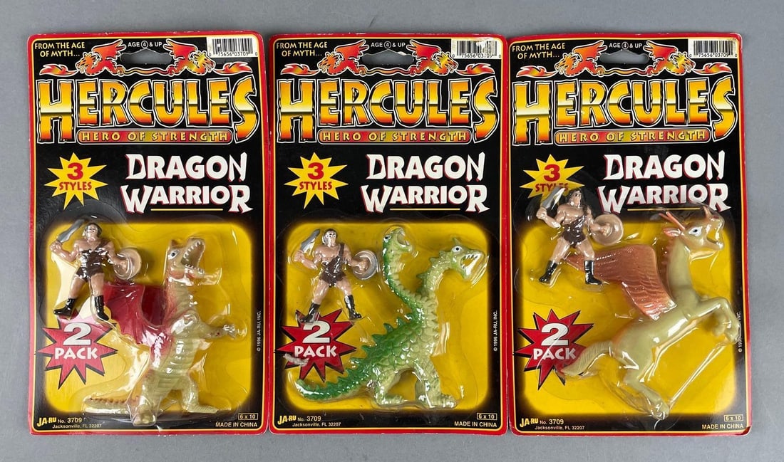 Group of Ja-Ru Hercules Dragon Warrior Figures: Original packaging