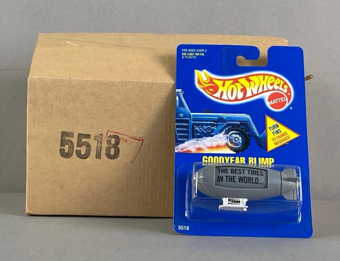 Box of 12 NOS Mattel Hot Wheels Goodyear Blimp: new old stock