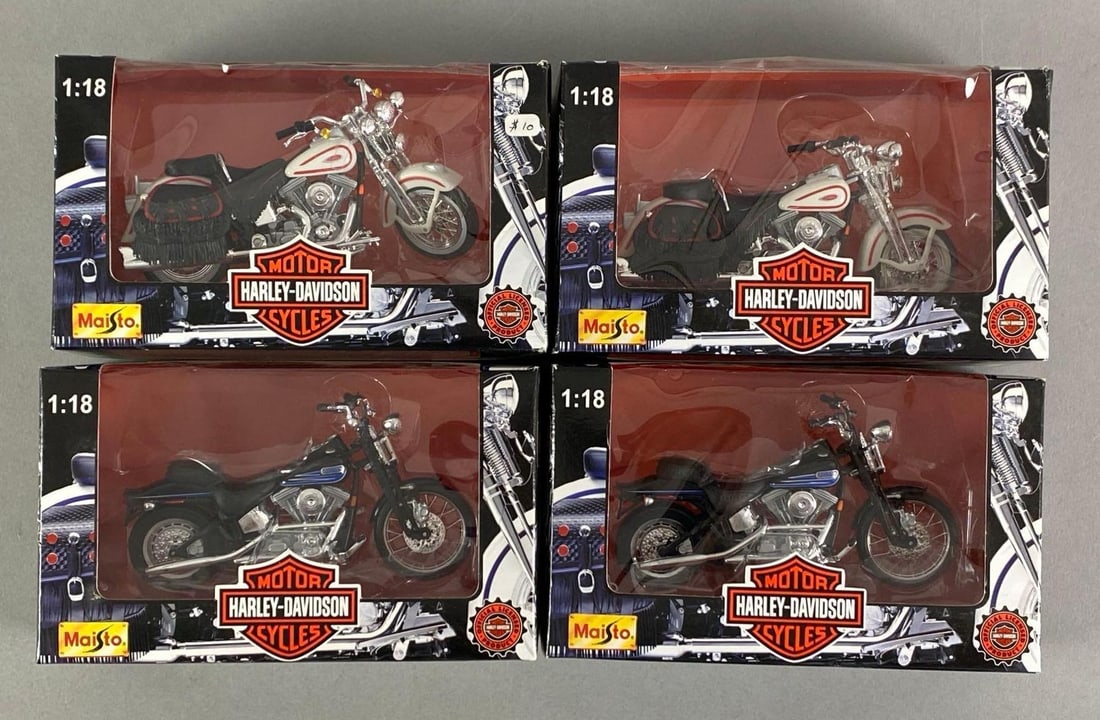 Group of 4 1997 Maisto Harley-Davidson Motorcycles (1 of 2)