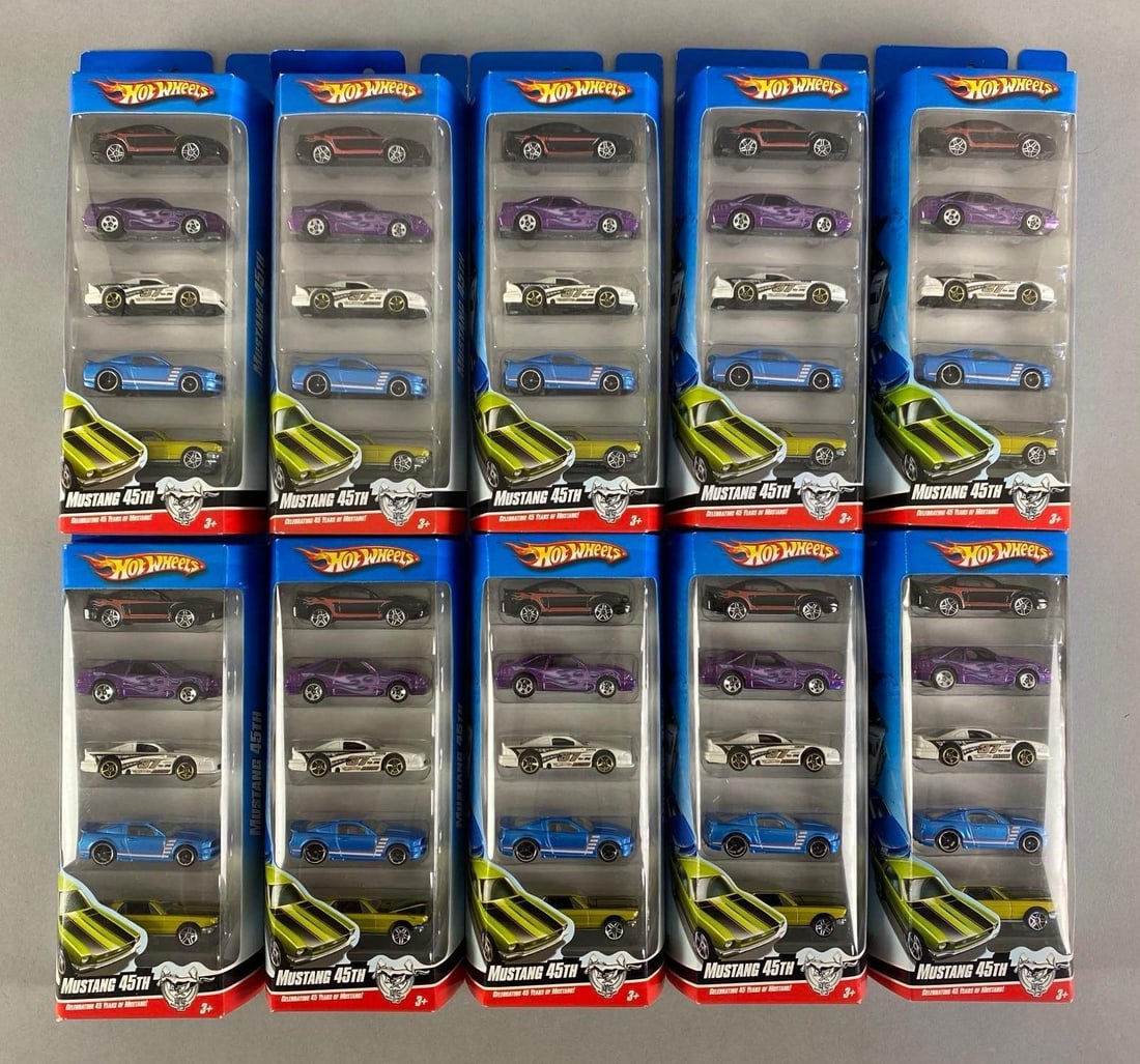 Group of Mattel Hot Wheels Mustang 45th Gift Packs: Die-cast, sealed