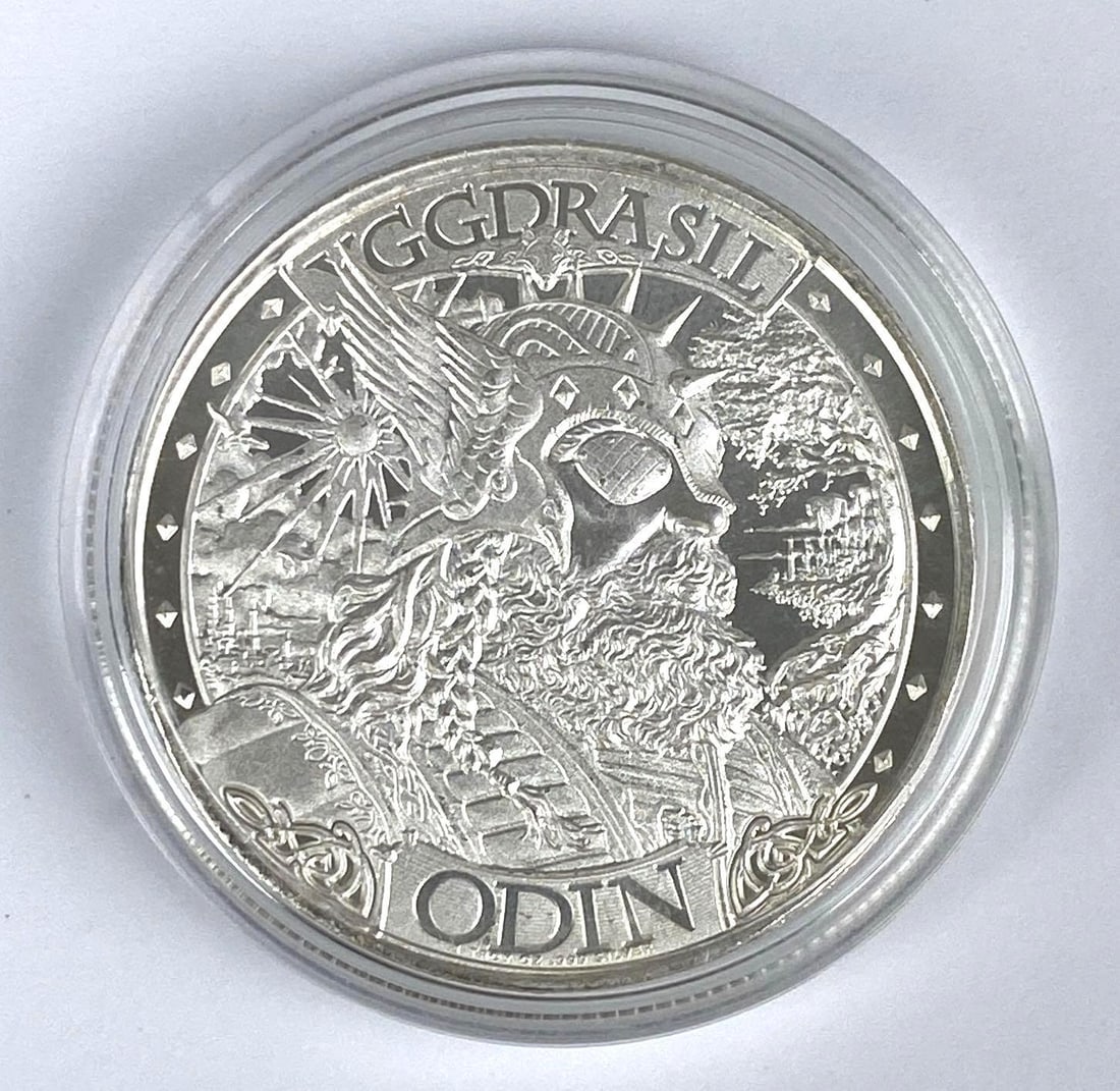 Yggdrasil Odin Asgard 1 Troy oz .999 Fine Silver Round: Yggdrasil Odin Asgard 1 Troy oz .999 Fine Silver Round
