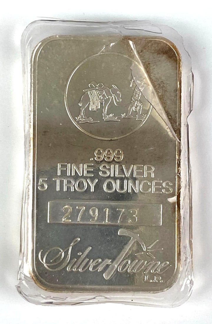 Silver Towne 5 Troy Oz .999 Fine Silver Ingot/Bar (1 of 2)