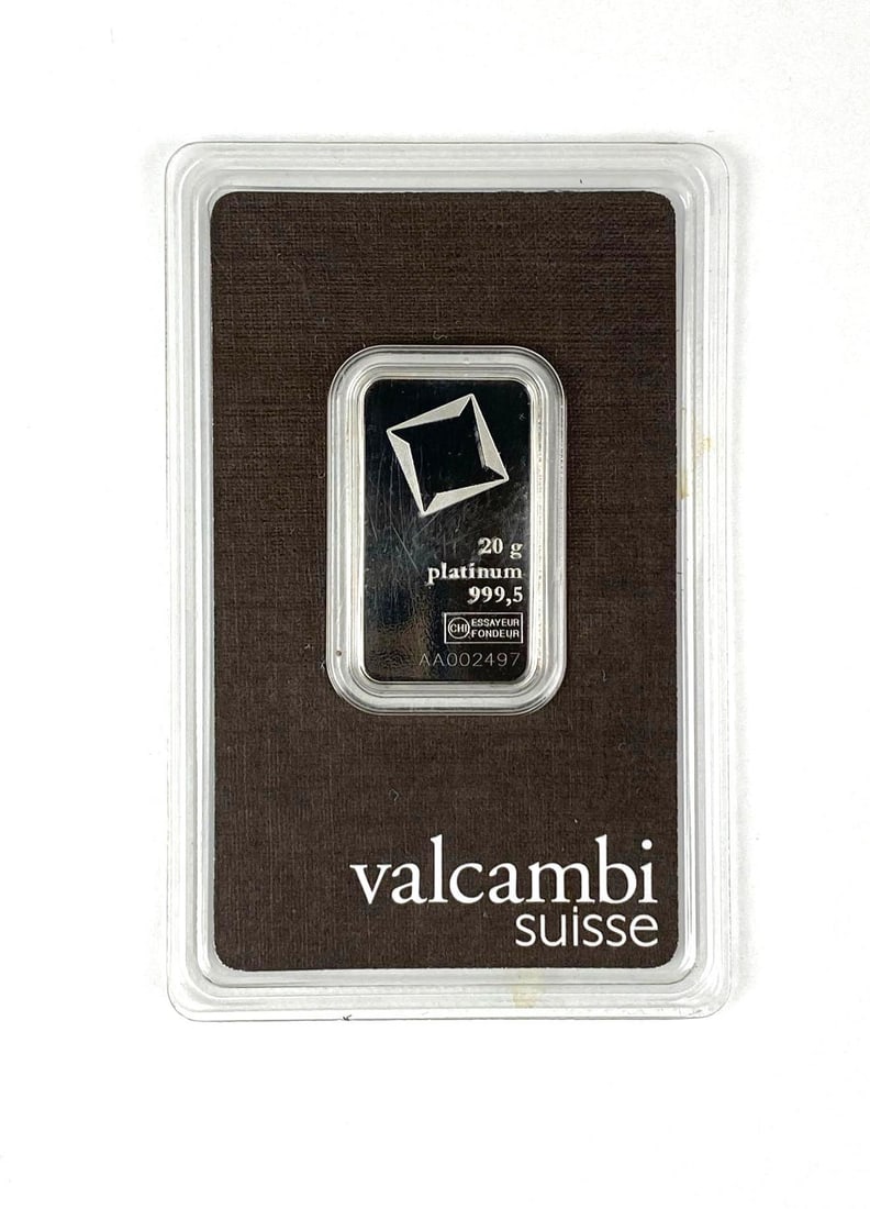 Valcambi Suisse 20 Grams 999.5 Platinum Ingot/ Bar (1 of 2)