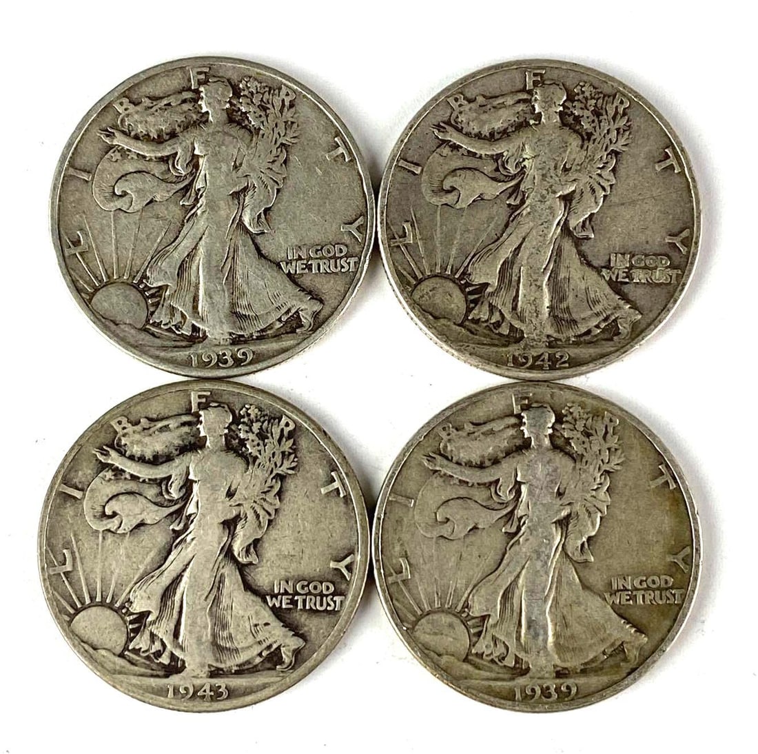 Group of 4 US Walking Liberty Silver Half Dollars (1 of 1)