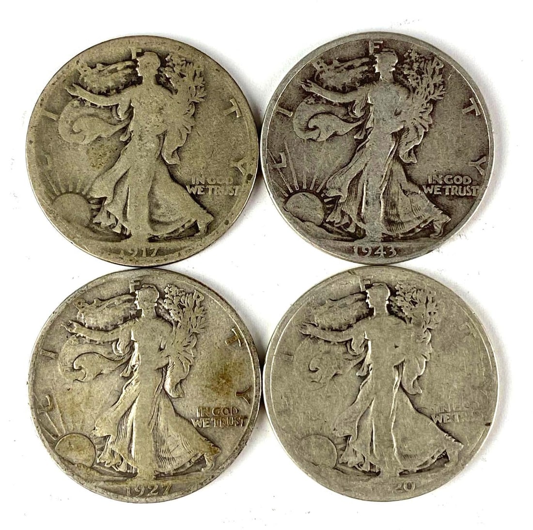 Group of 4 US Walking Liberty Silver Half Dollars (1 of 1)