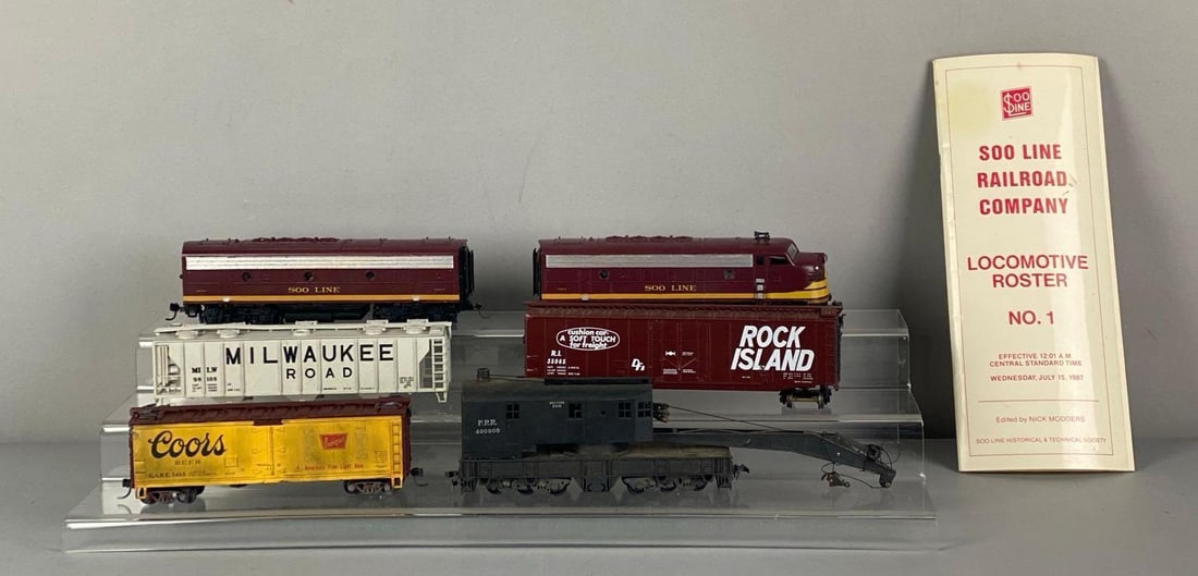 Group of HO Scale Locomotive and Train Cars (1 of 3)