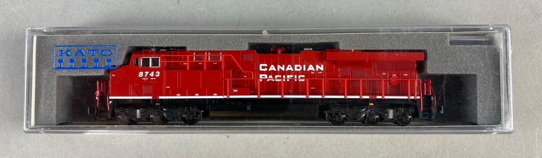 Kato N Scale Canadian Pacific 8743 Locomotive: Includes GE ES44AC with DCC. Like new in original packaging. Case measures H 1 x W 1 1/2 x L 7 1/2 inches.