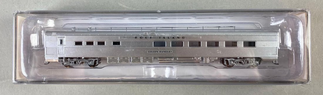 Rail Smith Models N Scale Rock Island Golden Banquet Diner Train Car: Like new in original packaging. Measures H 1 x W 2 x L 8 inches.