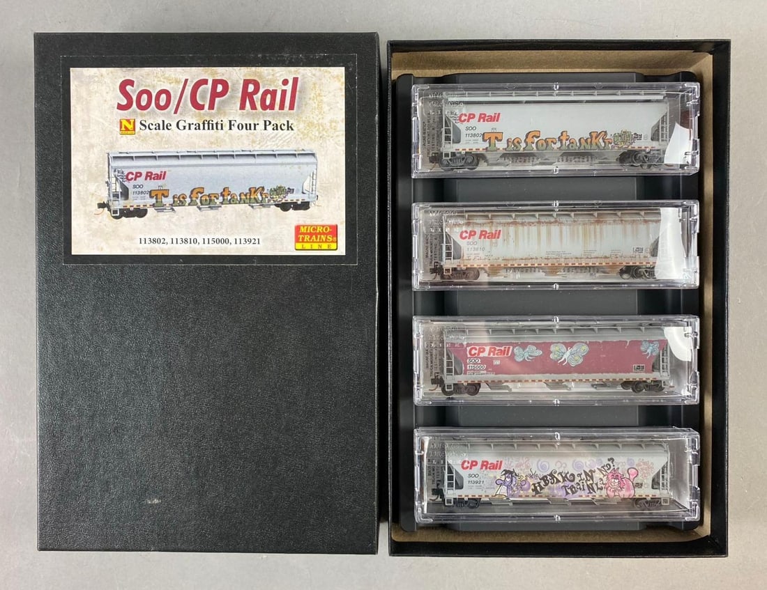 Micro Trains N Scale S00 / CP Rail Train Cars Graffiti Four Pack (1 of 3)