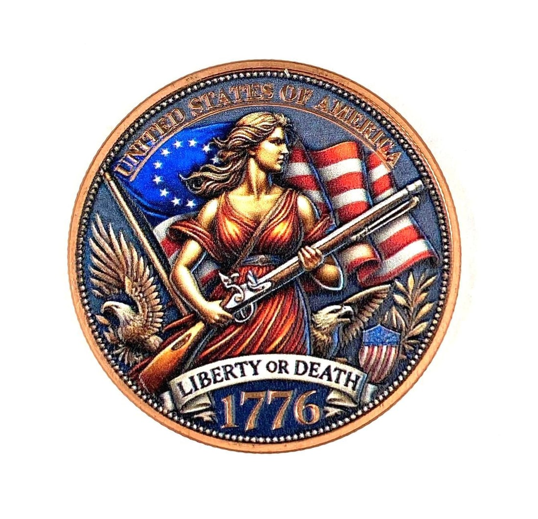 Colorized USA Liberty or Death 1 oz .999 Fine Copper Round: Colorized USA Liberty or Death 1 oz .999 Fine Copper Round