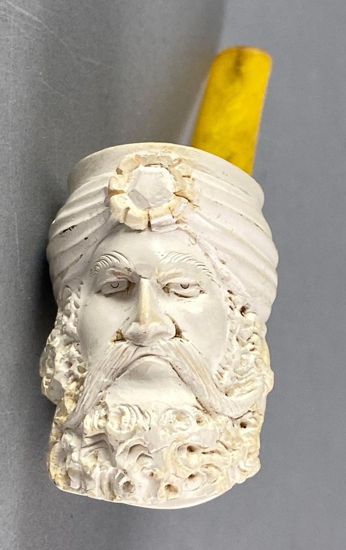 Meerschaum Figural Turkish Man Tobacco Pipe: Measures 5” H x 1 1/2” W x 5” D