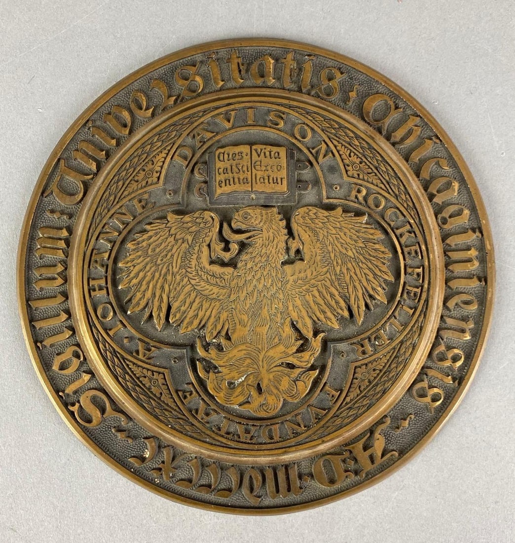 University of Chicago Seal Brass Plaque: Measures 9” in diameter