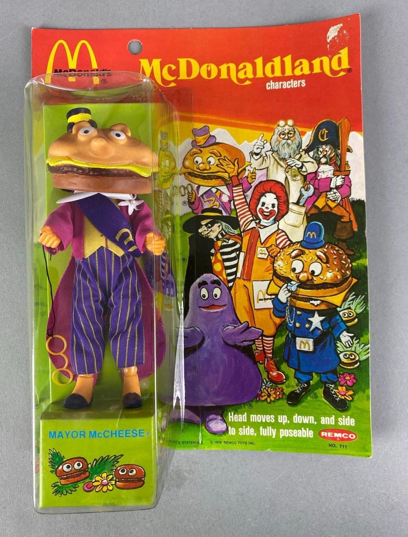 1976 Remco McDonaldland Mayor McCheese Action Figure: Sealed, measures 11” H x 8 1/2” W x 3” D