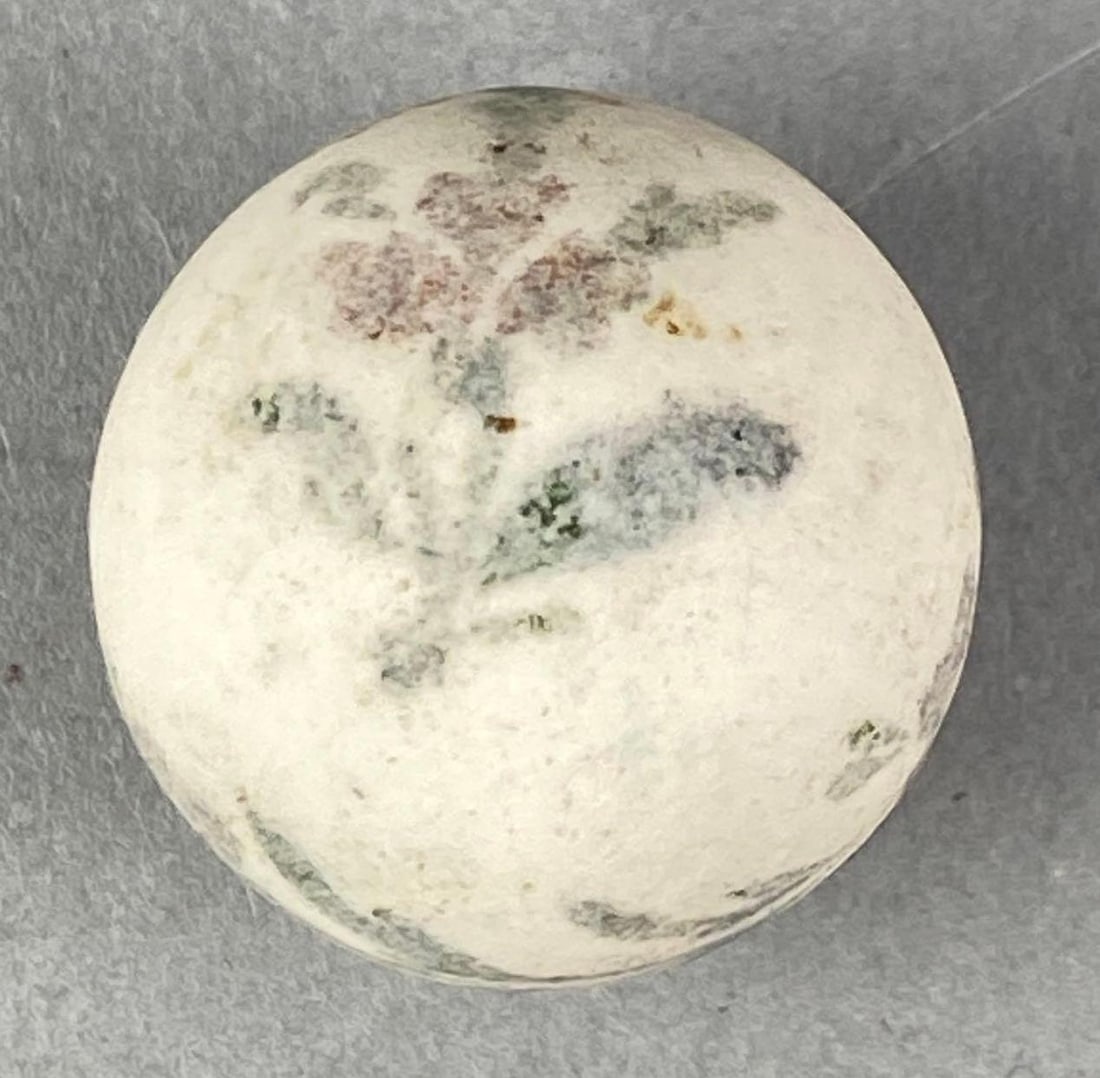 Antique Polychrome Flowering Wreath Marble: c 1840s - 1870s, measures .96”