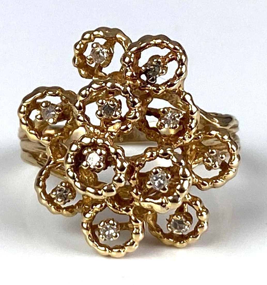 14K Yellow Gold Diamond Botanical Ring (1 of 4)