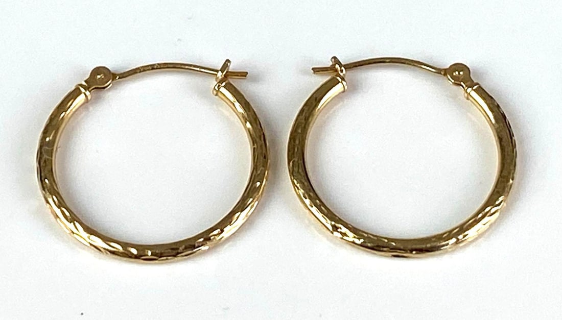 Pair of 14K Yellow Gold Hoop Earrings (1 of 2)