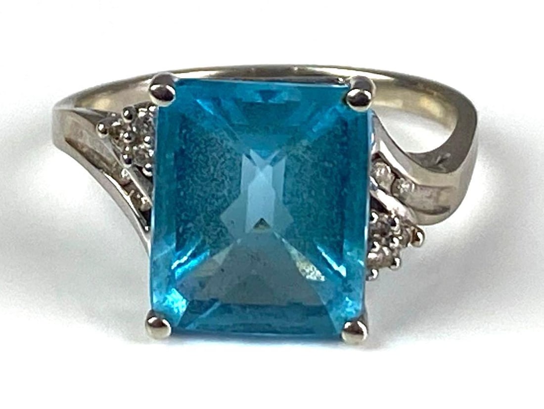 14K White Gold Sapphire Diamond Ring (1 of 4)