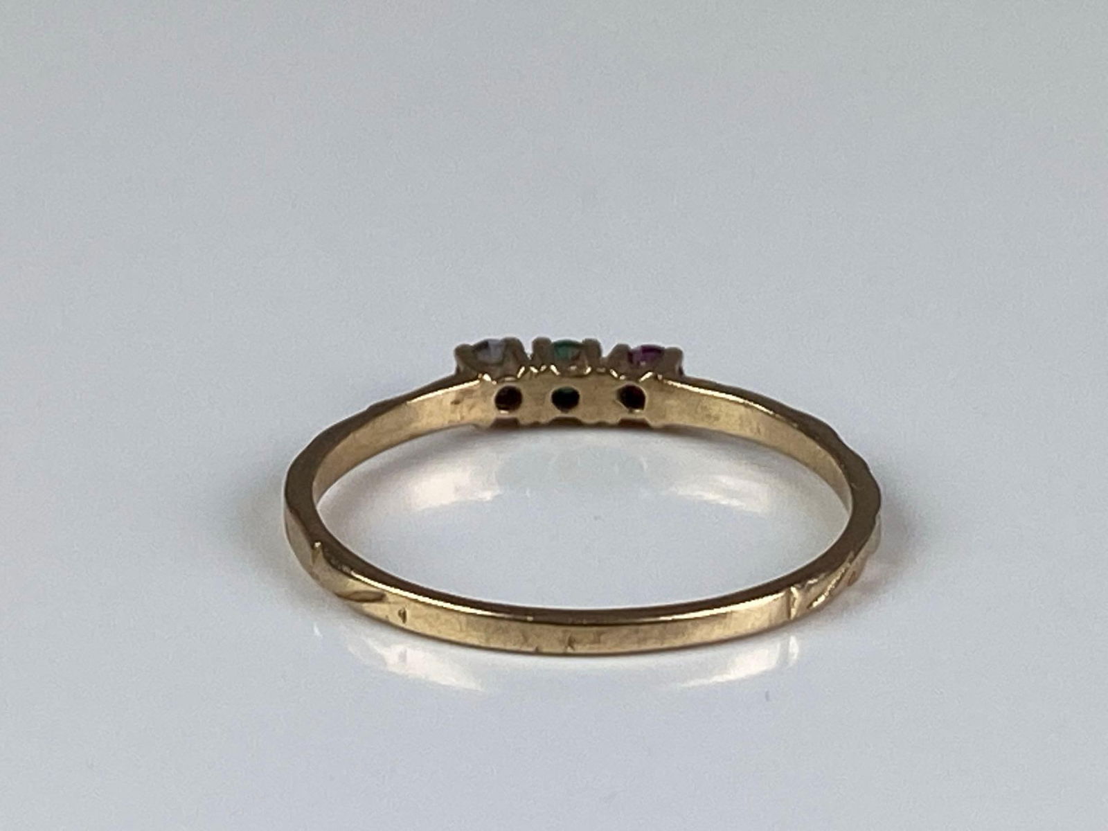 Signed PC 10K Yellow Gold Multi-Gem Ring - 3