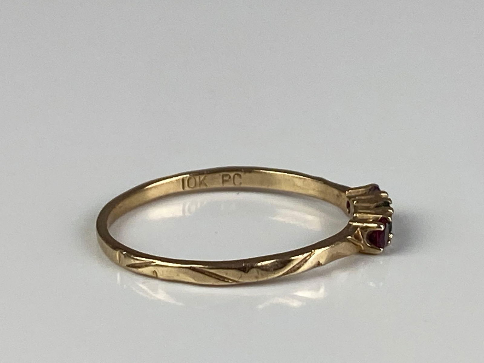 Signed PC 10K Yellow Gold Multi-Gem Ring - 4