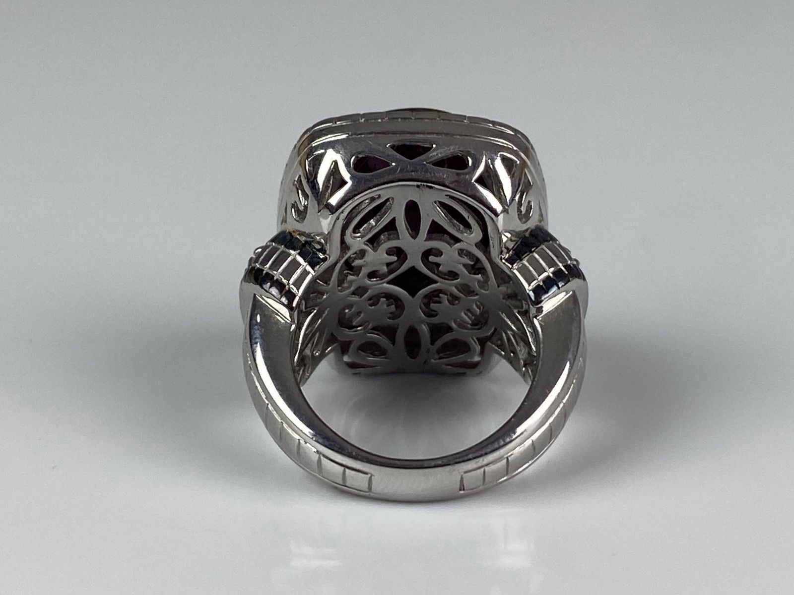 Signed WF Thai Sterling Silver Ruby White Sapphire Ring - 3