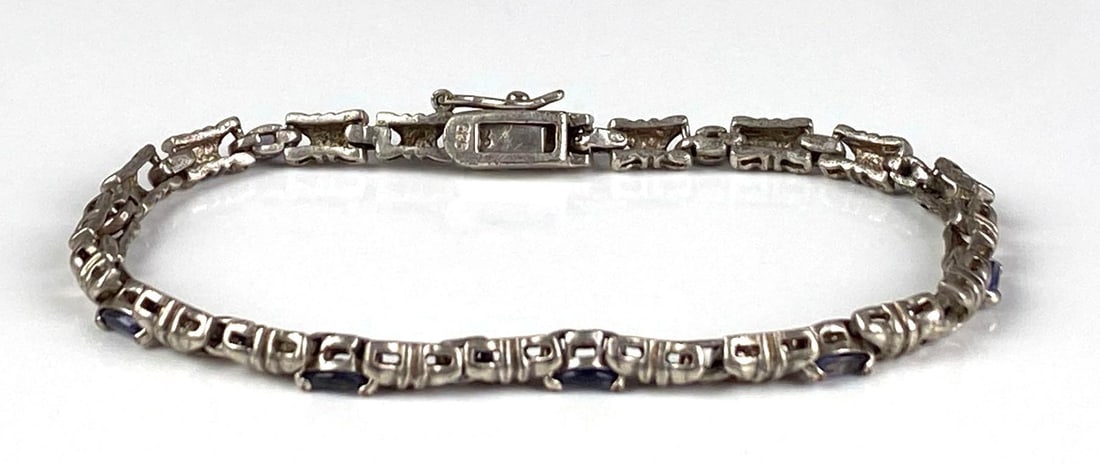 Signed Sterling Silver CZ Bracelet: measures 7 1/2” in length