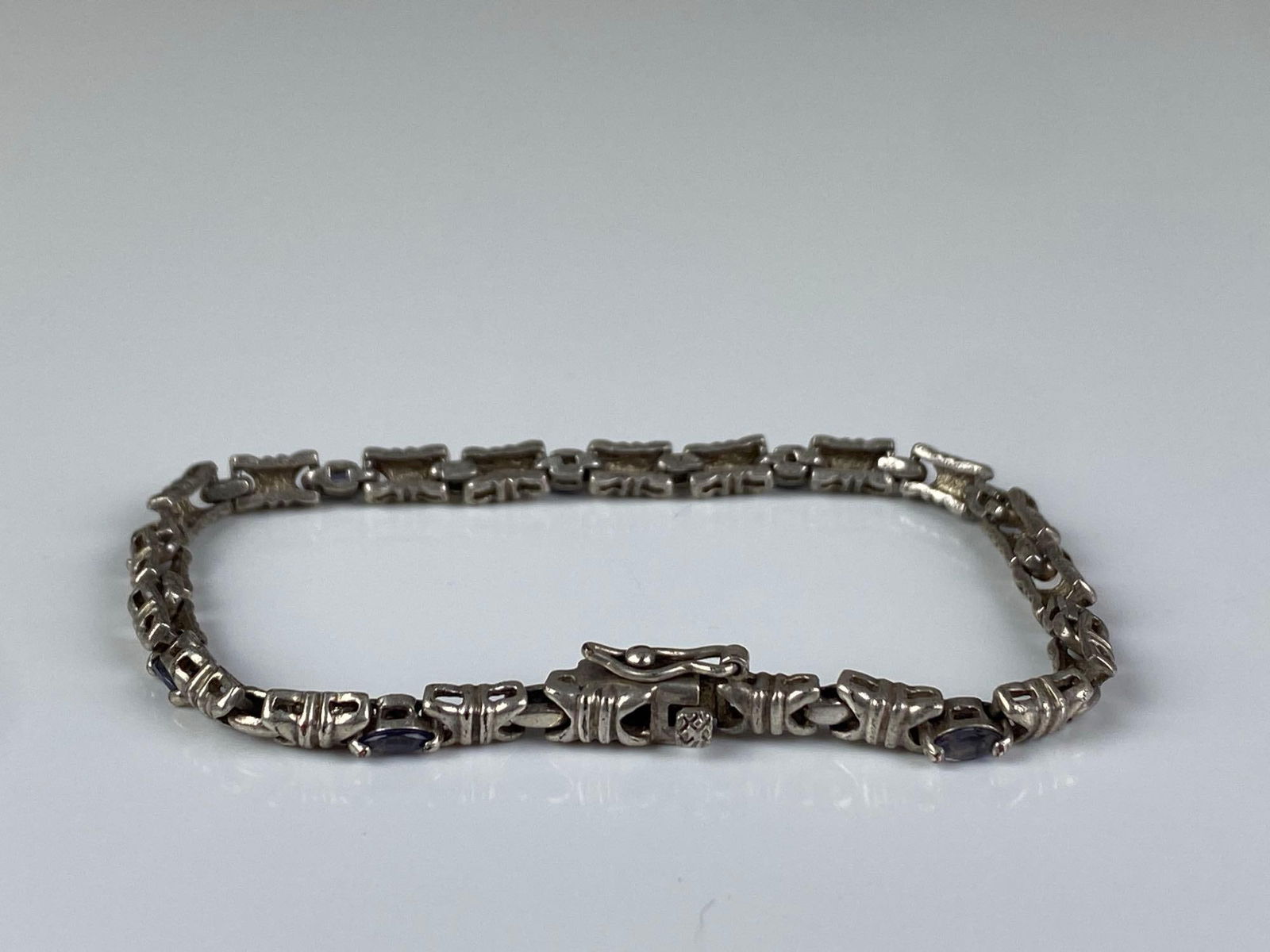Signed Sterling Silver CZ Bracelet - 2