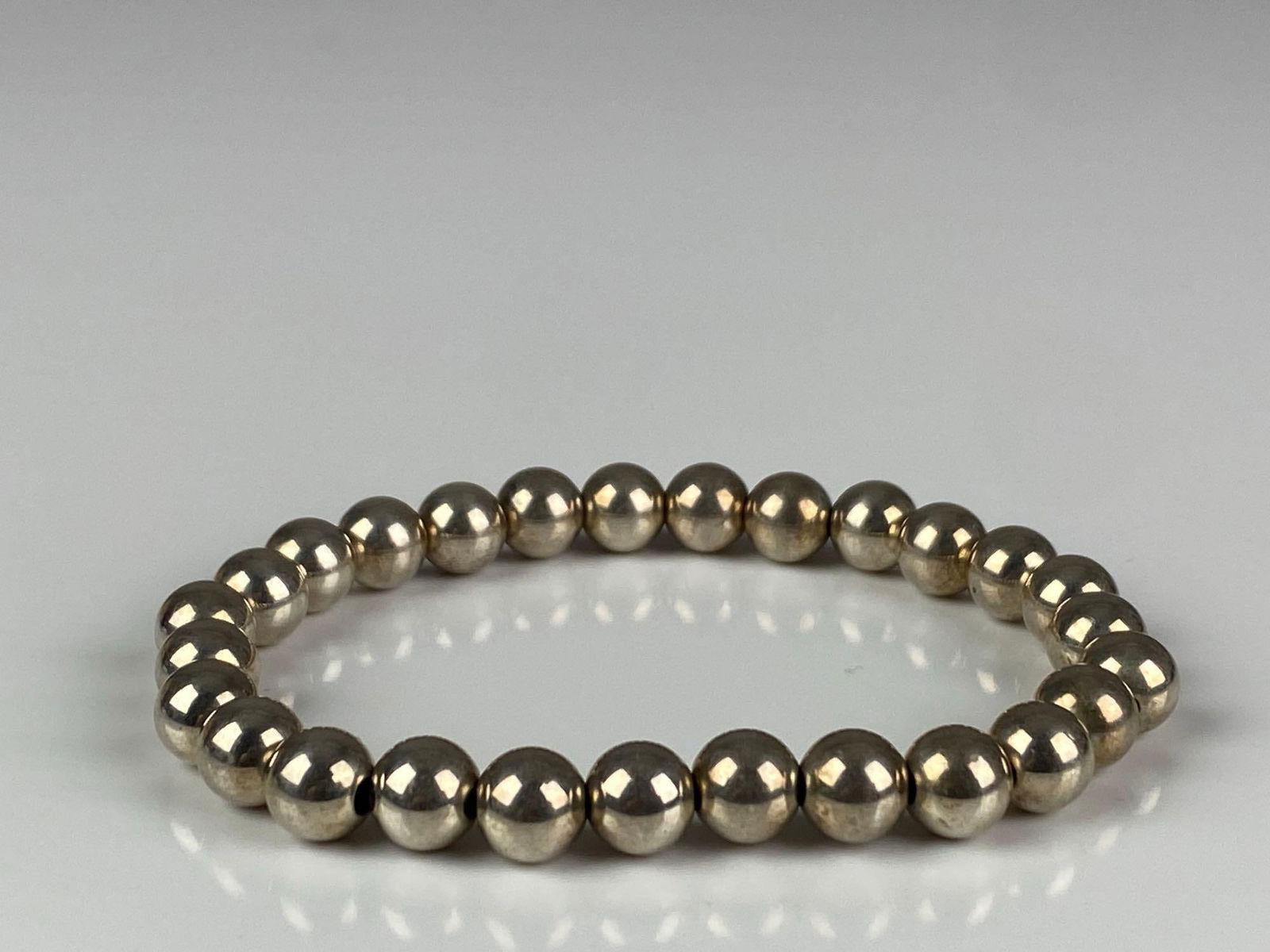 Sterling Silver Bead Elastic Bracelet - 2