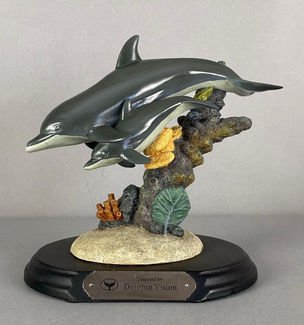 Wyland Signed Dolphin Vision Encore Figurine: Signed on base of Figurine, makers sticker on base, measures 7 1/2” H x 8” W x 5 3/4” D