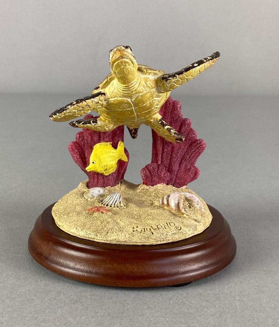 2002 Wyland Signed Warm Tropical Waters Sencore Figurine: Signed on base, measures 3 1/2” H x 3 1/2” W x 3 1/2” D