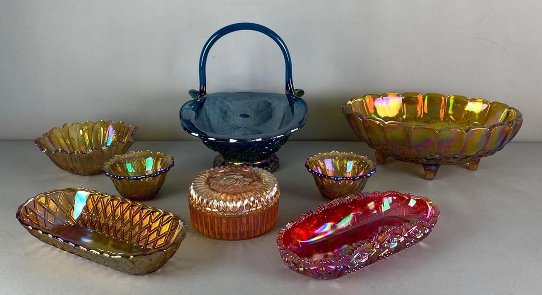 Group of Iridescent Pressed Glass Items (1 of 3)