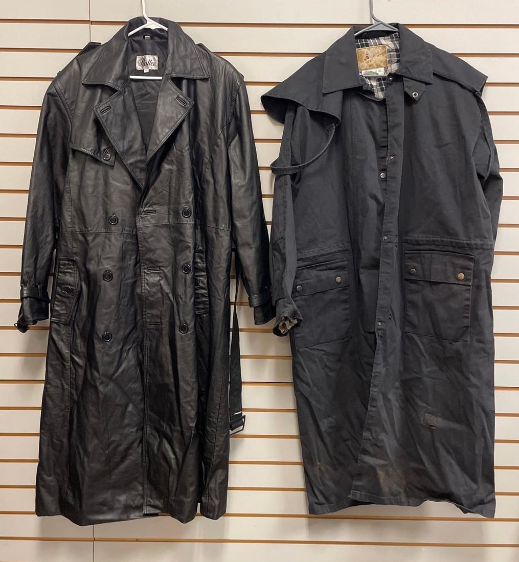 Group of 2 Men Trenchcoat and Duster: Includes size 42 rallee leather coat, xl duster