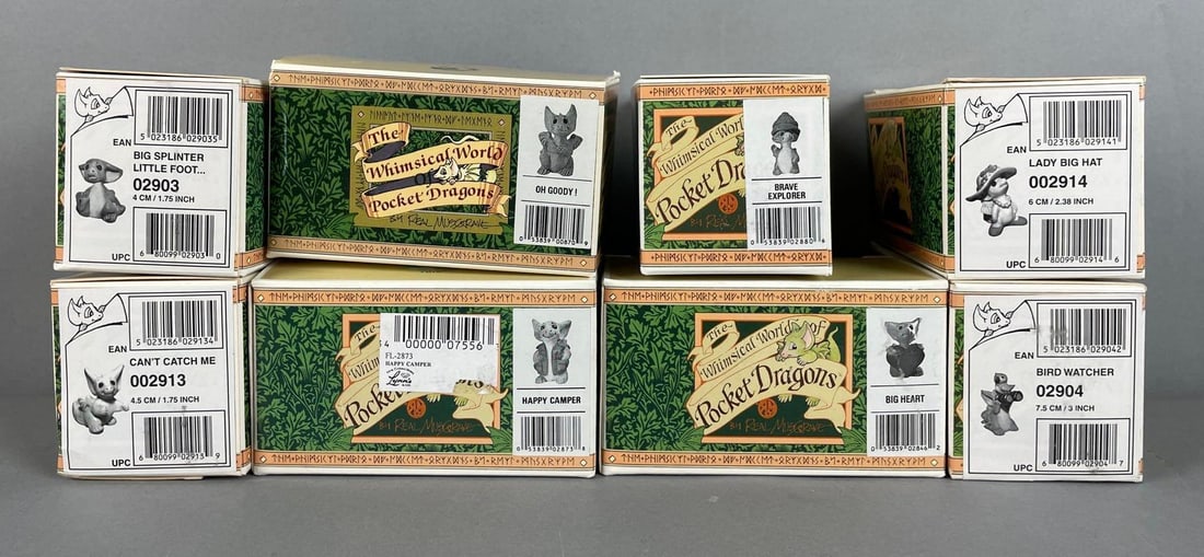 Group of The Whimsical World of Pocket Dragons Figurines: Includes brave explorer, bird watcher, lady big hat