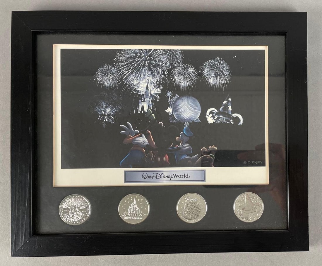 Walt Disney World 4 Coin Set: Frame measures 9 1/4" x 11 1/4"