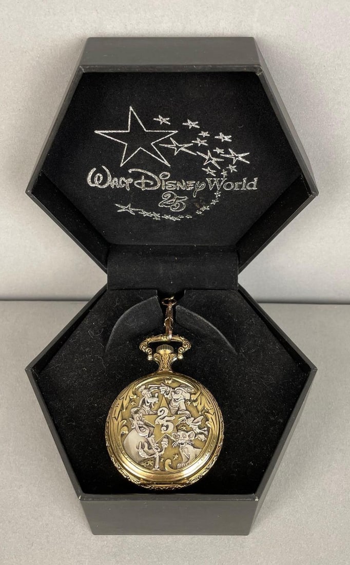 Limited Edition Majestron Walt Disney World 25th Anniversary Pocket Watch: Limited edition no. 1052/5000, includes battery, COA, box