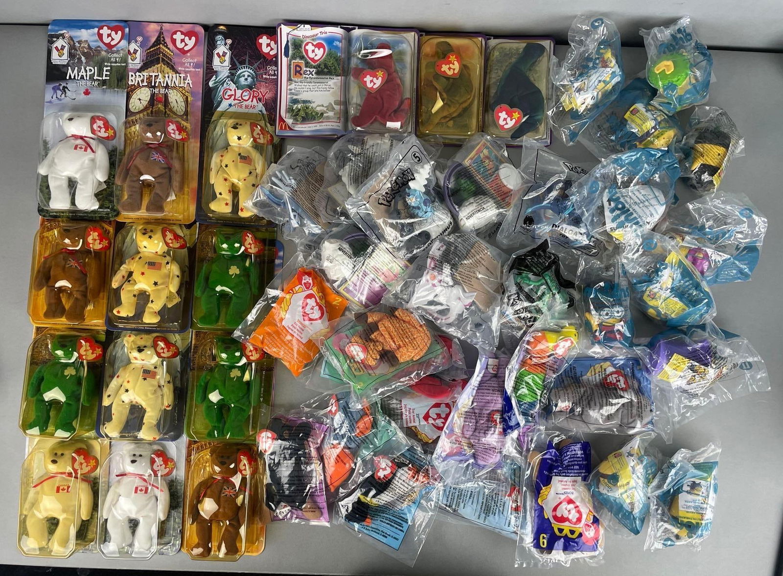 Group of McDonald's Ty Beanie Baby Toy Premiums and More: Includes minions, Pokemon