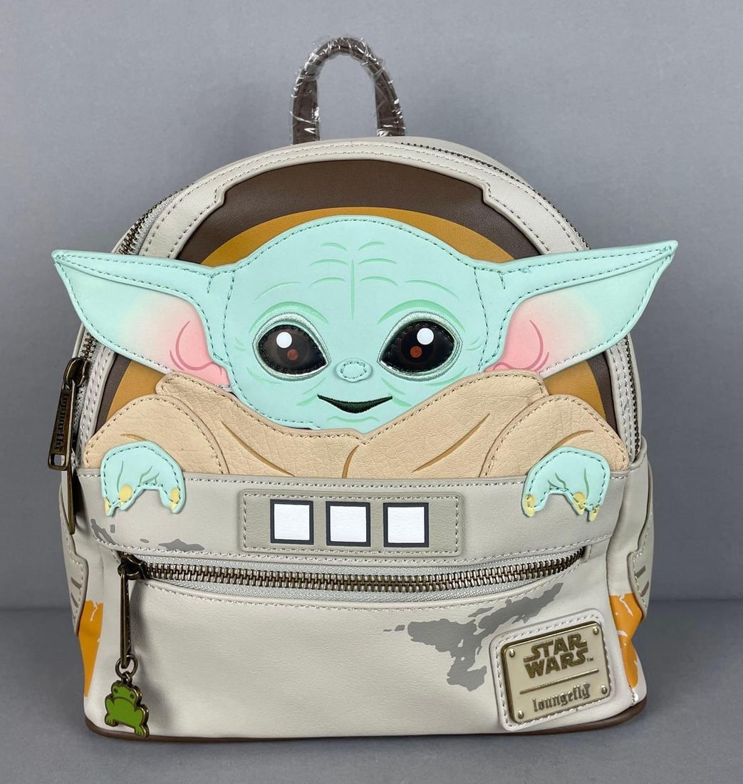 Loungefly Star Wars Baby Yoda Mini Backpack: Grogu from Mandalorian, measures 10 1/2" x 9" x 6"