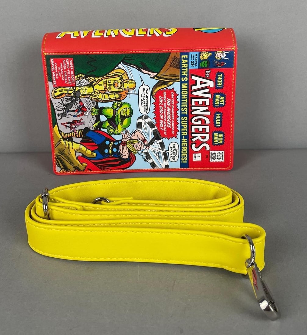 Loungefly Marvel Comics The Avengers #1 Purse: Includes strap, measures 6" x 8" x 3"