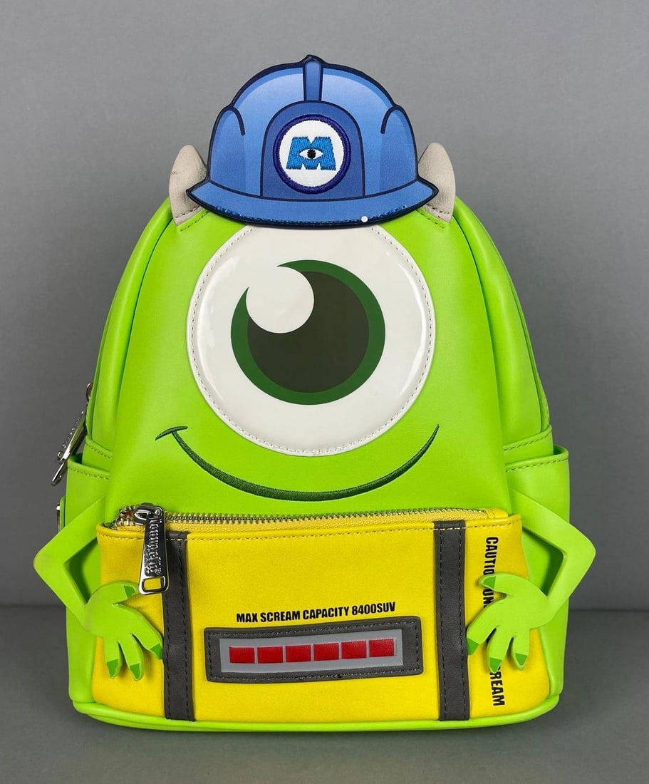 Loungefly Disney Pixar Monsters, Inc. Mike Wazowski Mini Backpack: Measures 12 1/4" x 9" x 6"