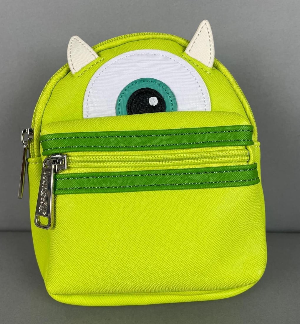 Loungefly Disney Parks Monsters Inc Handbag: Mike wackowski, measures 7" x 6" x 3 1/2"