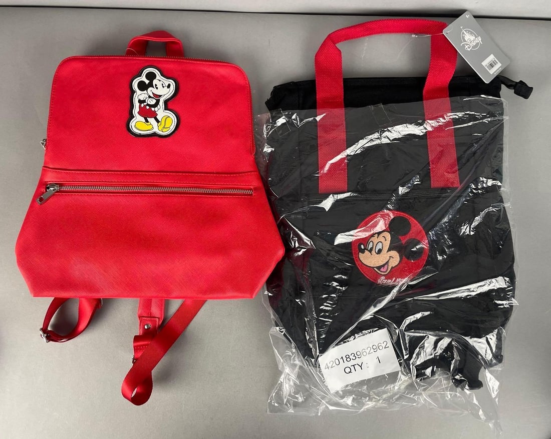 Group of 2 Disney Mickey Mouse Backpacks: Largest measures 16" x 13"