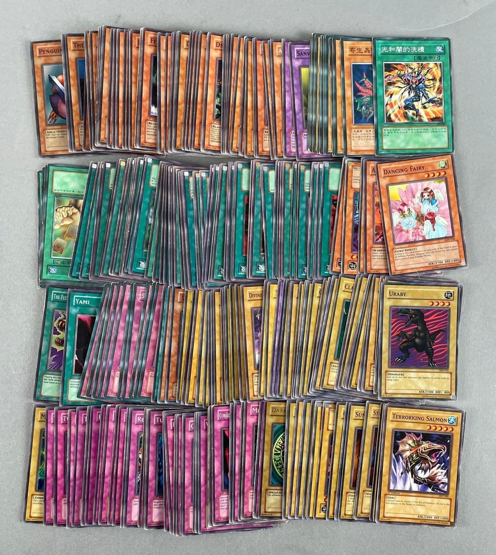 Group of 1996 Yu-GI-Oh Trading Cards: Includes magical ghost, summoned skull, dark magician and more