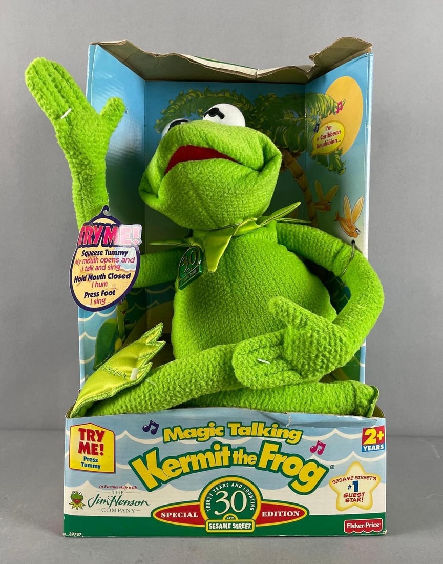 Fisher approve Special Edition Magic Talking Kermit the Frog Doll: 30th anniversary of Sesame Street, original packaging measures 15" x 9 1/2" x 6"