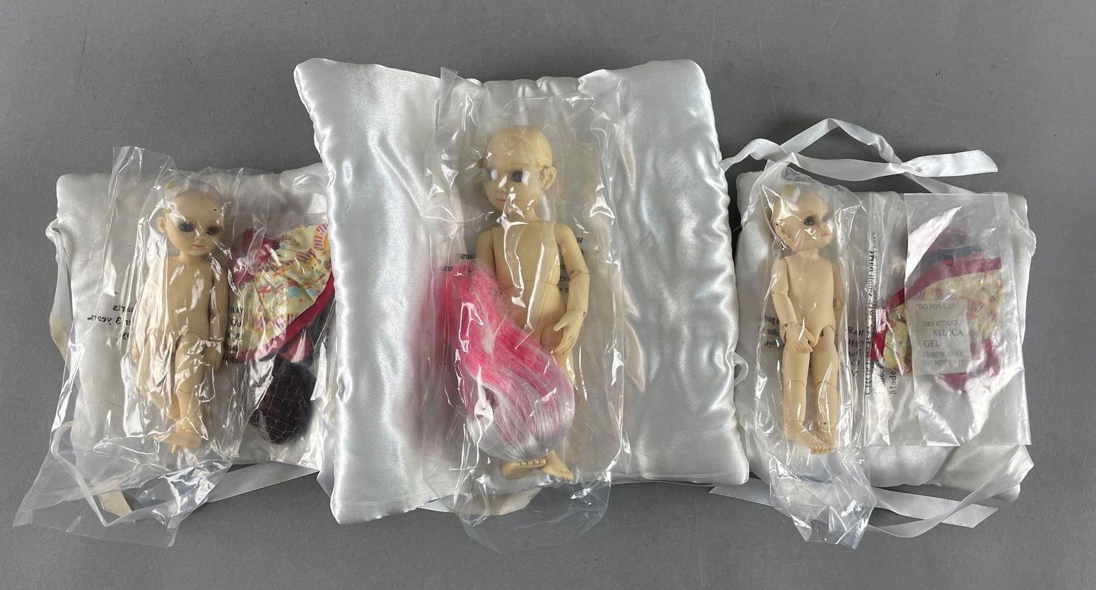 Group of Goodreau American Ball Jointed Dolls: NOS BJD, original packaging, largest measures 7"