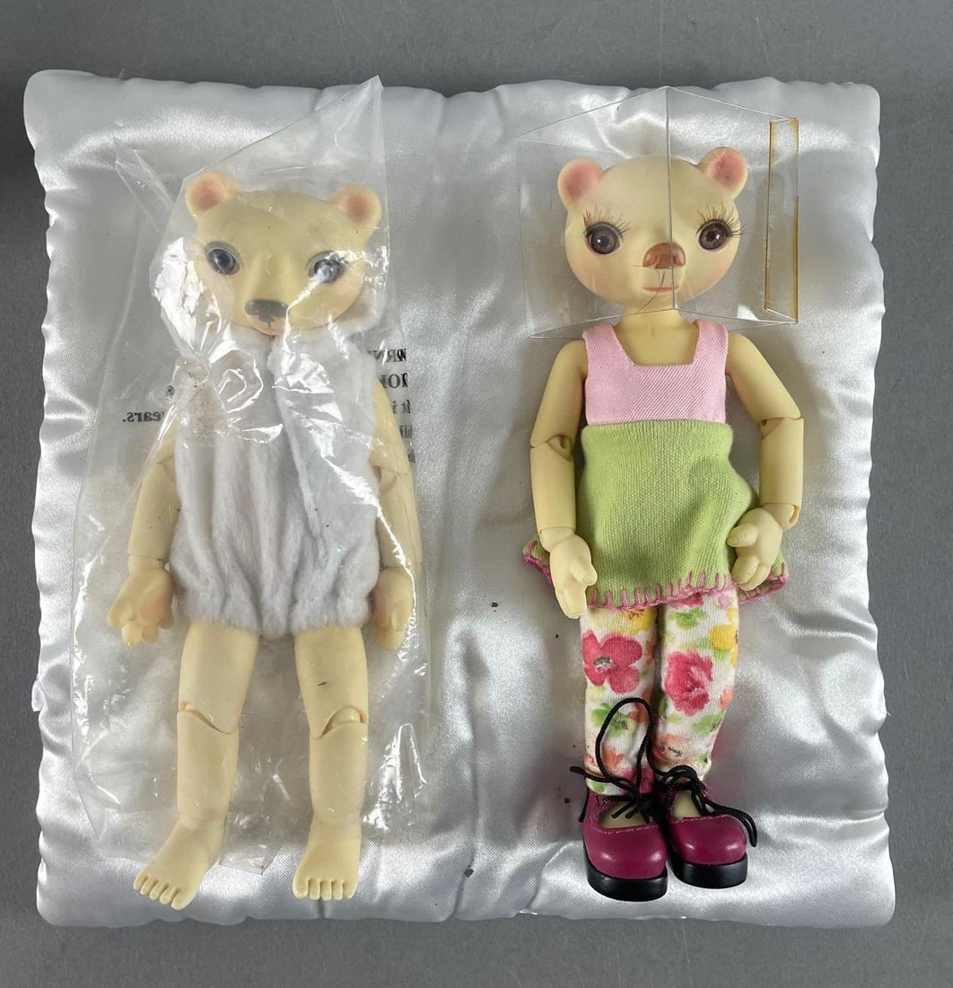 Group of 2 Goodreau Anthropomorphic American Ball Jointed Dolls: NOS BJDs, measure 7 1/4"