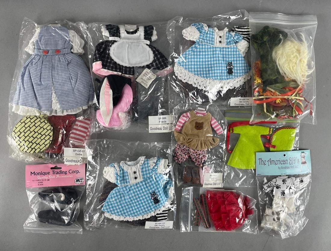 Group of Goodreau Ball Jointed Doll Clothes: Includes Dorothy, Monique shoes, tiny bear