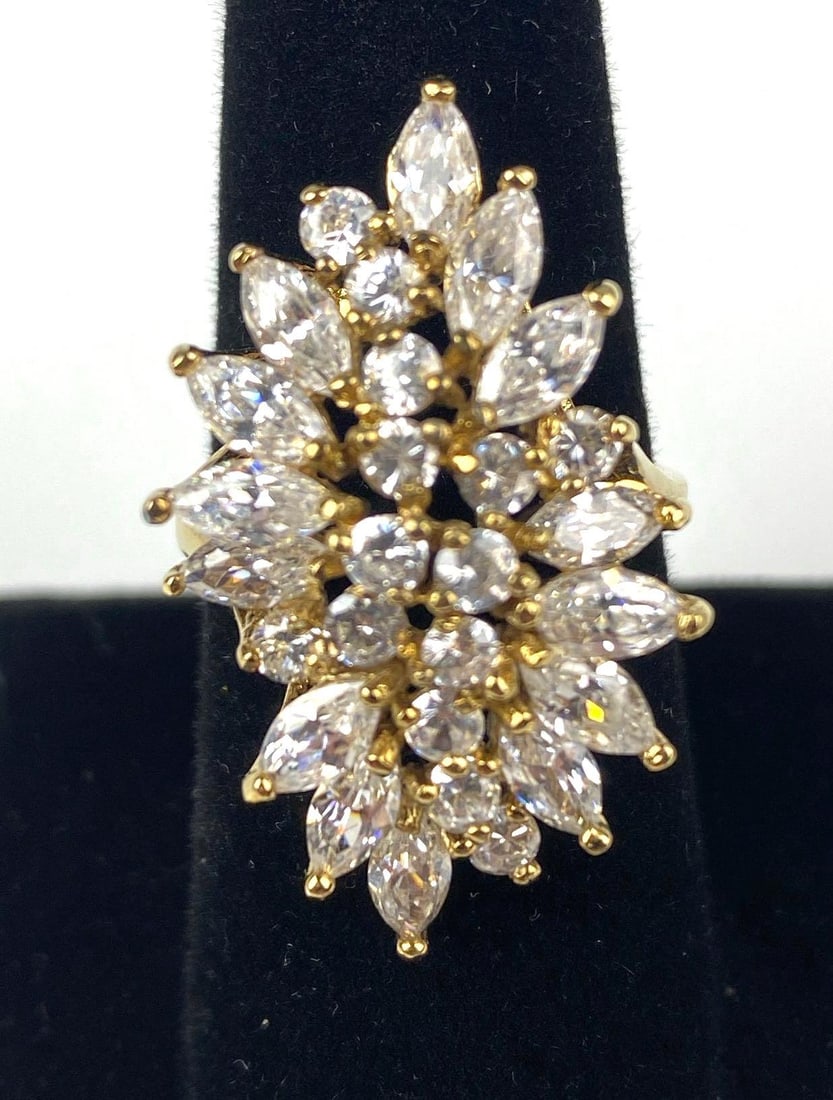 CZ Cluster .925 Sterling Silver Ring: Size 8