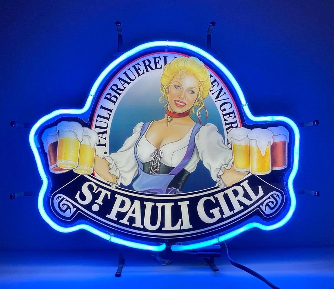 St. Paul Beer Girl Light Up Neon Advertising Sign: NO IN HOUSE SHIPPING AVAILABLE, THIRD PARTY SHIPPING RECOMMENDED, In working condition, measures 21” H x 25” W x 5” D