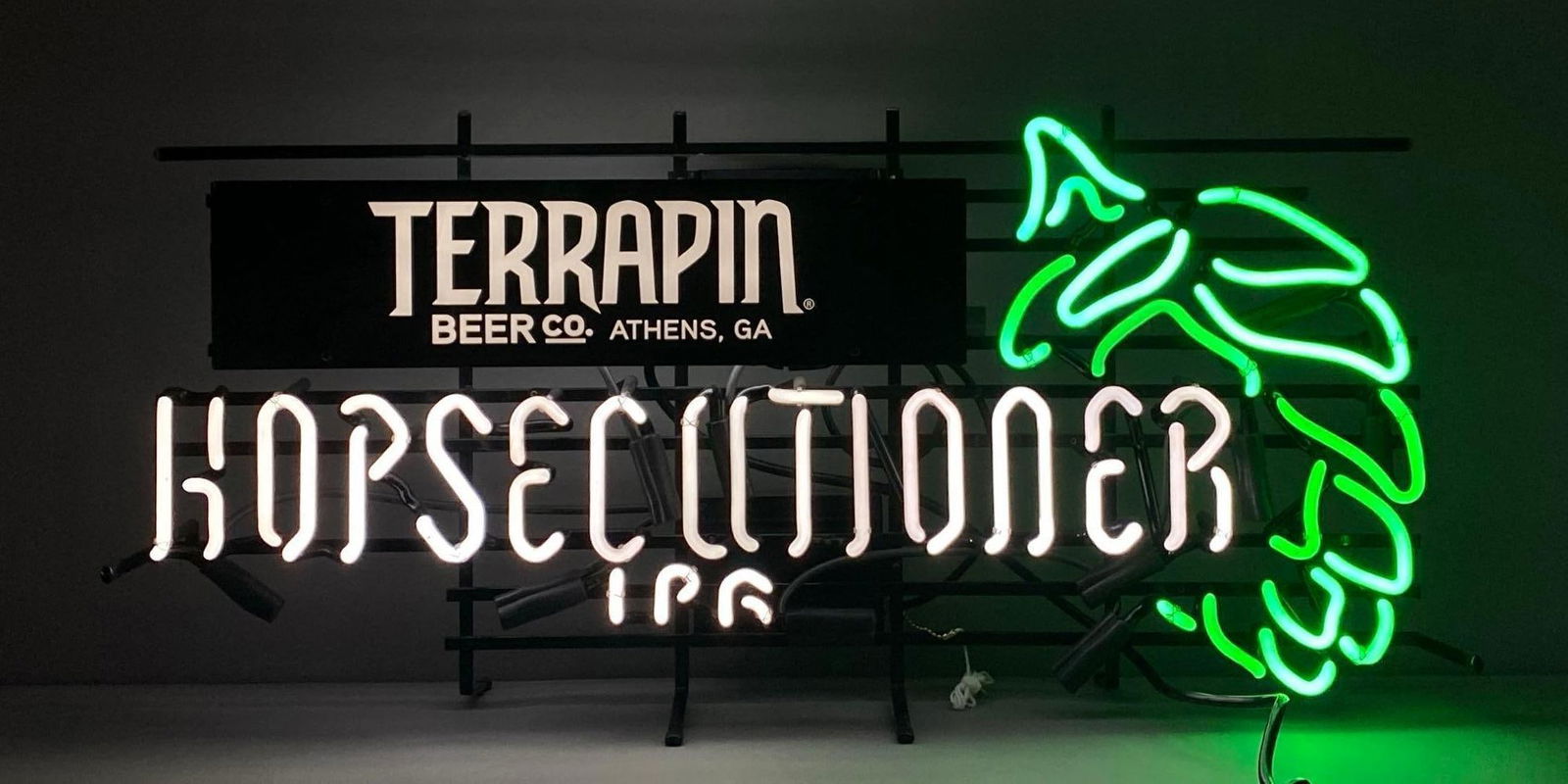 Terrapin Beer Co Hopsecutioner IPA Light Up Neon Advertising Sign: NO IN HOUSE SHIPPING AVAILABLE, THIRD PARTY SHIPPING RECOMMENDED, In working condition, measures 27” H x 35” W x 6” D