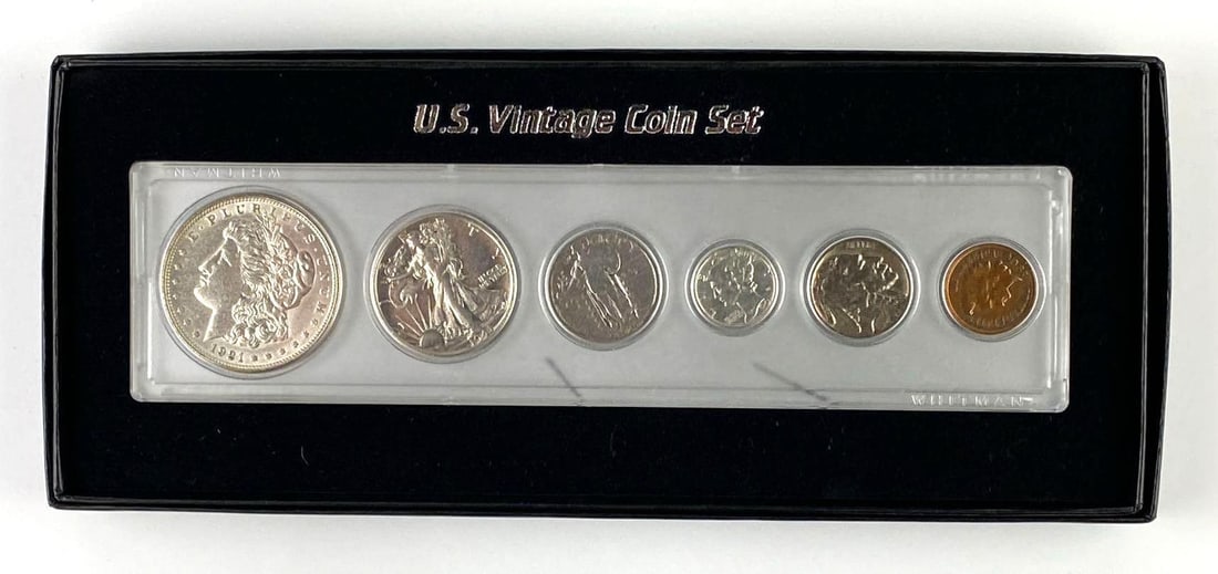 Whitman US Vintage Coin Set: Includes 1921 US Morgan Silver Dollar, 1941 US Liberty Half Dollar, and more.