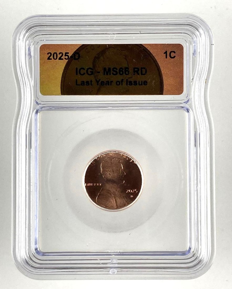 2025 D US Lincoln Shield Penny ICG Graded MS66RD: 2025 D US Lincoln Shield Penny ICG Graded MS66RD